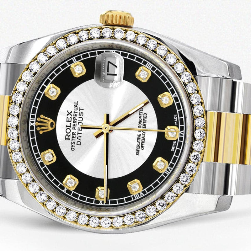 116233 | Diamond Gold Rolex Watch For Men | 36Mm | Tuxedo Dial | Oyster Band