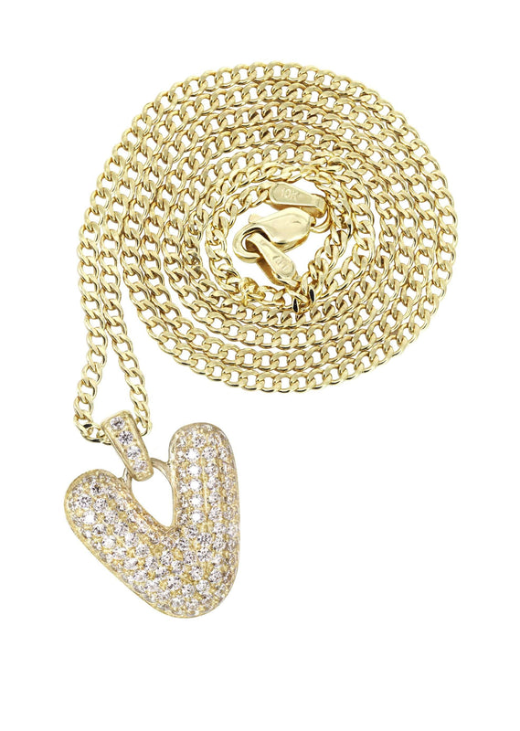 10K Yellow Gold Bubble Letter 