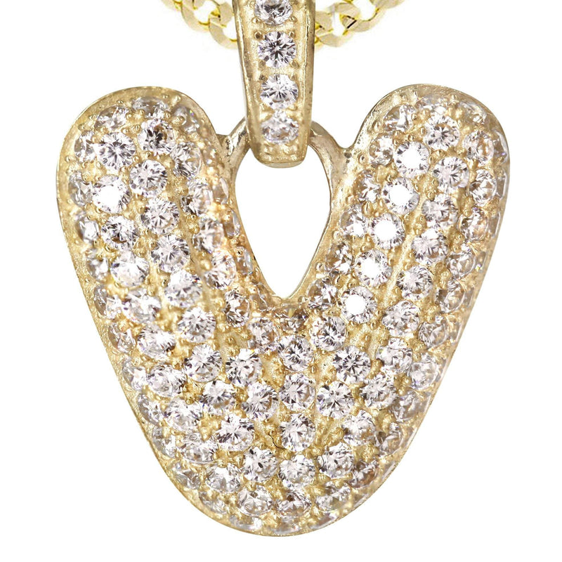 10K Yellow Gold Bubble Letter "V" CZ Necklace | Appx. 4.5 Grams