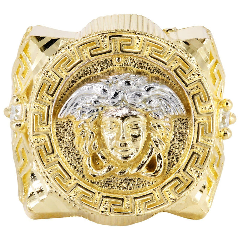10K Gold Medusa Style Mens Ring | 10 Grams