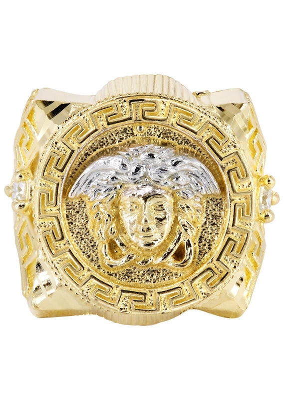 10K Gold Medusa Style Mens Ring | 10 Grams