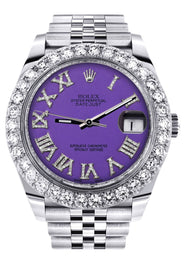 Rolex Datejust 41 Watch | 41 MM | Custom Violet Roman Diamond Dial | Jubilee Band