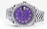 Rolex Datejust 41 Watch | 41 MM | Custom Violet Roman Diamond Dial | Jubilee Band