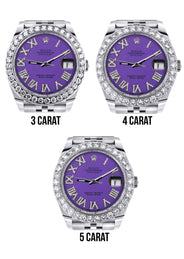 Rolex Datejust 41 Watch | 41 MM | Custom Violet Roman Diamond Dial | Jubilee Band