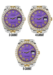 Rolex Datejust 41 Watch | 41 MM | 18K Yellow Gold & Stainless Steel | Custom Violet Roman Dial | Jubilee Band