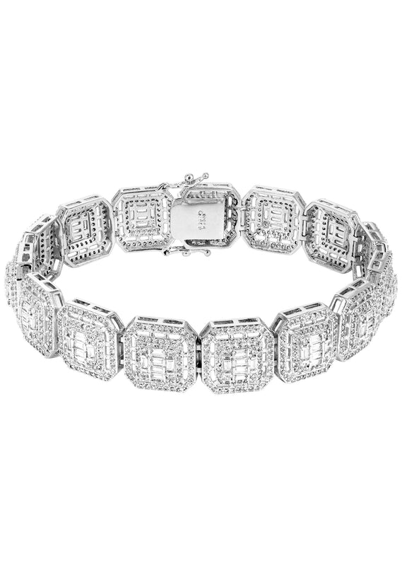 White Gold Plated Iced Out Square Cluster Bracelet