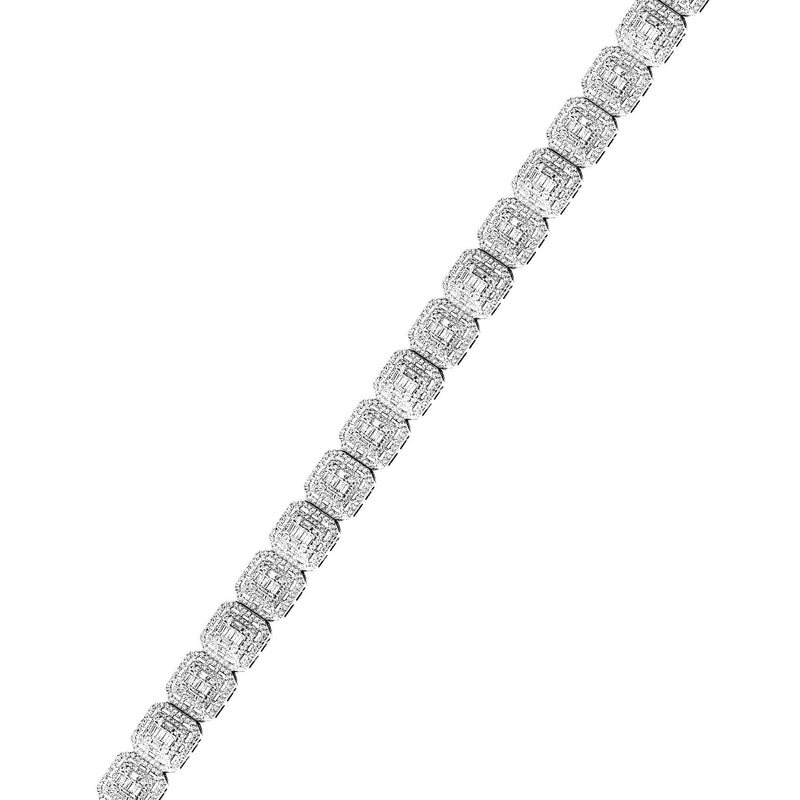 White Gold Plated Iced Out Square Cluster Bracelet