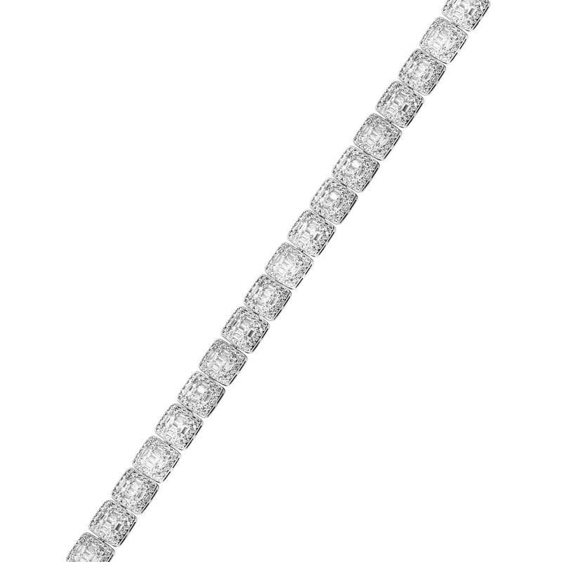 White Gold Plated Iced Out Square Cluster Bracelet