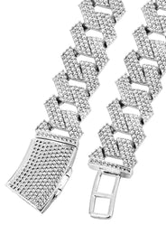 Iced Out White Gold Plated Mens Prong Set Cuban Link Chain