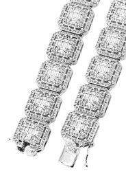 White Gold Plated Iced Out Square Cluster Tennis Chain