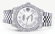 Womens Rolex Datejust Watch 16200 | 36Mm | White Roman Numeral Dial | Two Row 4.25 Carat Bezel | Jubilee Band