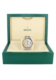 Diamond Gold Rolex Watch For Men 16233 | 36Mm | Rainbow Sapphire Bezel | Diamond White Roman Numeral Dial | Jubilee Band