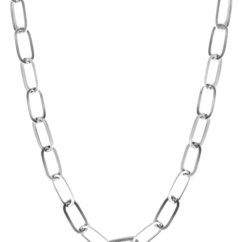 Semi Solid  Paper Clip White Gold Chain 10K & 14K