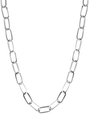 Semi Solid  Paper Clip White Gold Chain 10K & 14K