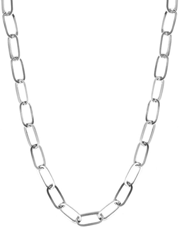 Semi Solid  Paper Clip White Gold Chain 10K & 14K