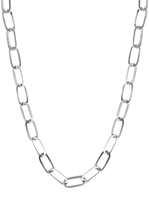 Semi Solid  Paper Clip White Gold Chain 10K & 14K