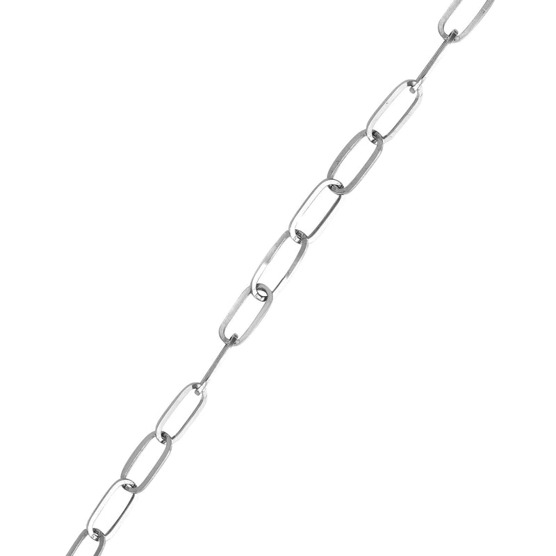 Semi Solid  Paper Clip White Gold Bracelet 10K & 14K