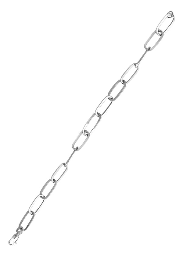 Semi Solid  Paper Clip White Gold Bracelet 10K & 14K