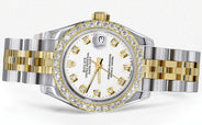 Womens Diamond Gold Hidden Clasp Rolex Watch | 1 Carat Bezel | 26Mm | White Dial | Jubilee Band | Model 179173