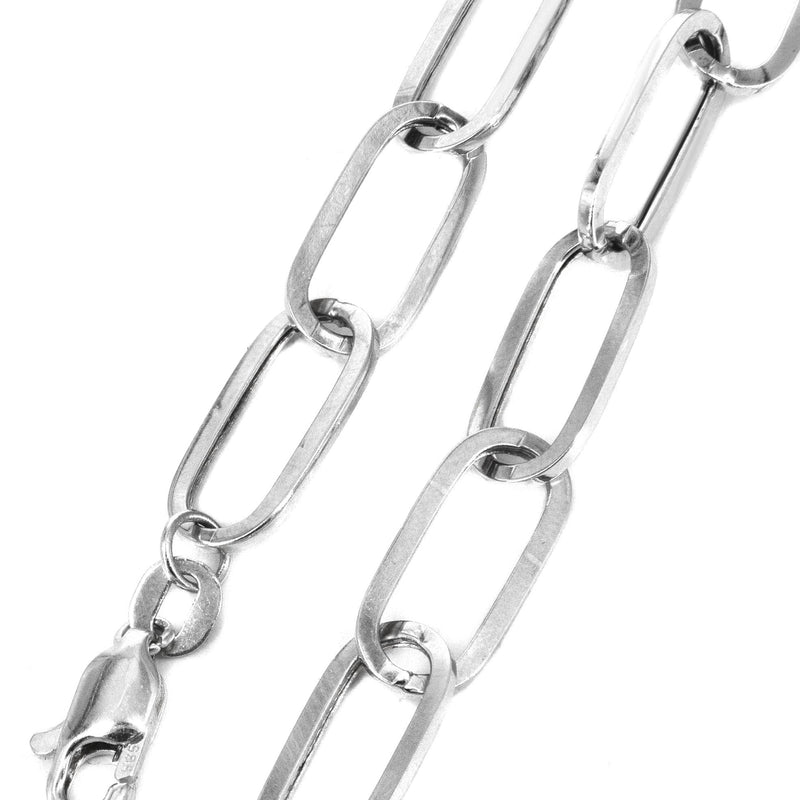 Semi Solid  Paper Clip White Gold Bracelet 10K & 14K