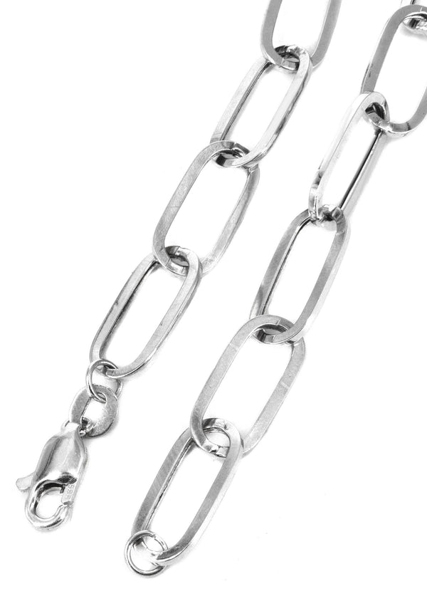 Solid Paper Clip White Gold Chain 10K & 14K