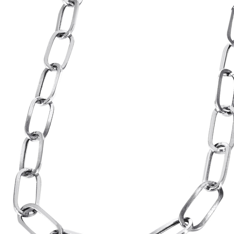 Semi Solid  Paper Clip White Gold Chain 10K & 14K