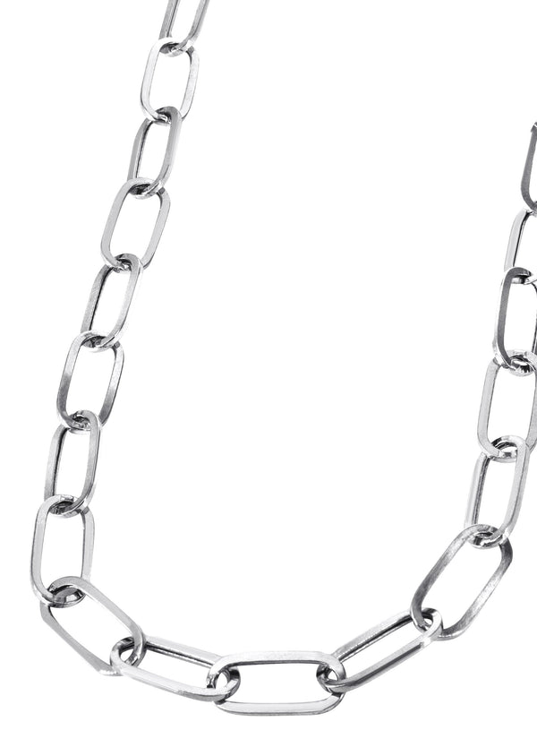 Semi Solid  Paper Clip White Gold Chain 10K & 14K