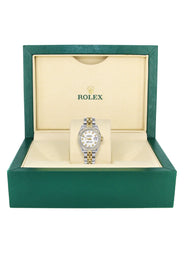 Womens Diamond Gold Hidden Clasp Rolex Watch | 1 Carat Bezel | 26Mm | White Dial | Jubilee Band | Model 179173