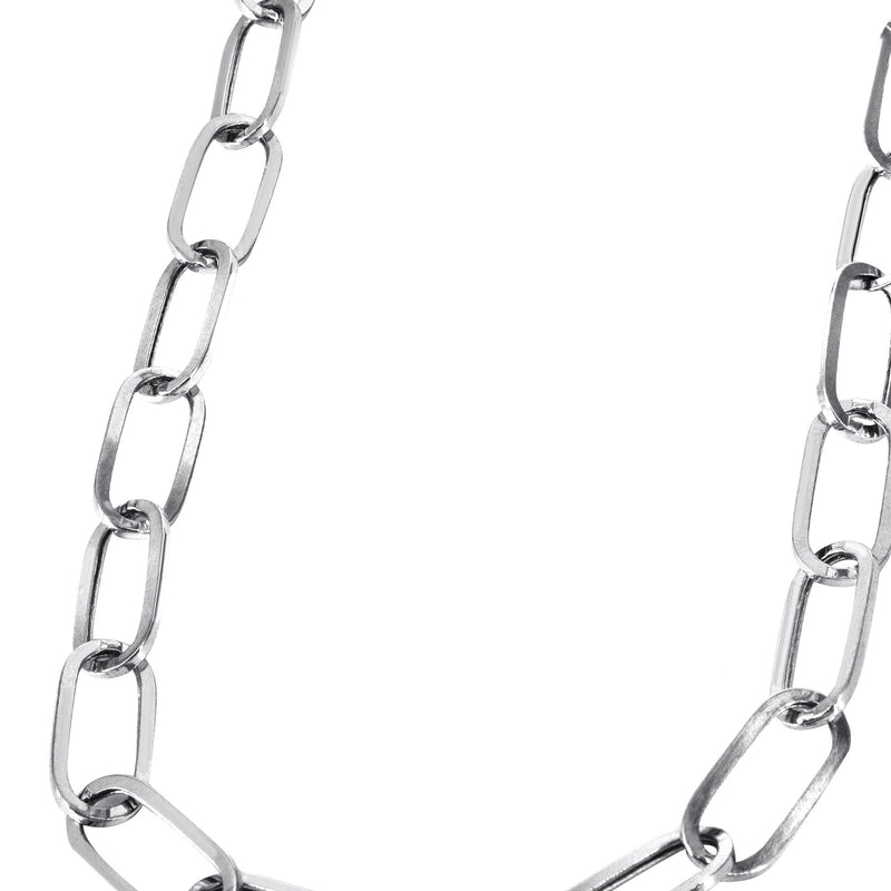 Solid Paper Clip White Gold Chain 10K & 14K