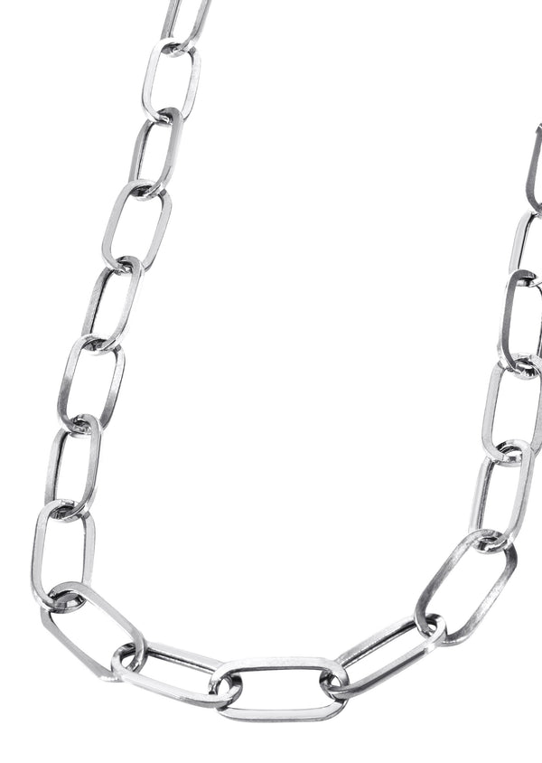 Solid Paper Clip White Gold Chain 10K & 14K