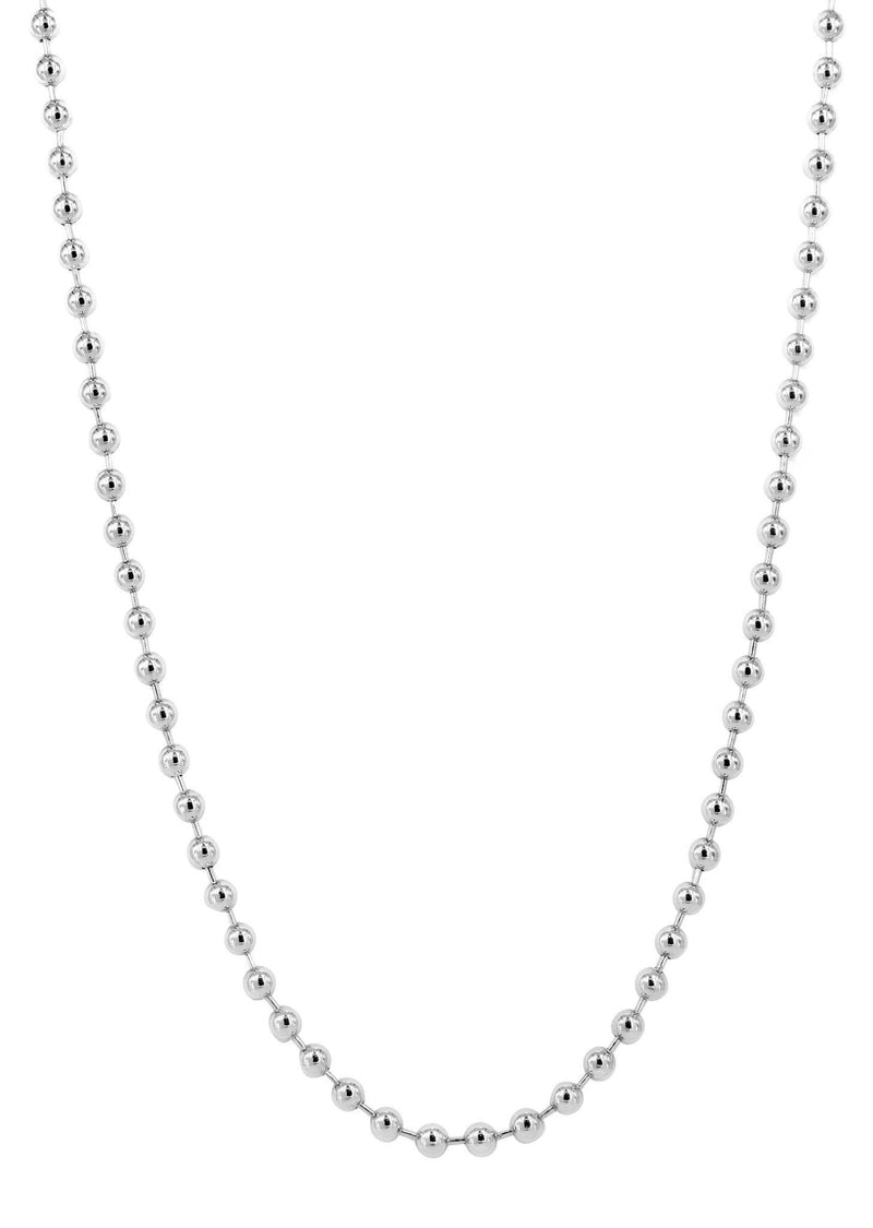 Womens 14K White Gold Chain - White Dog Tag Chain