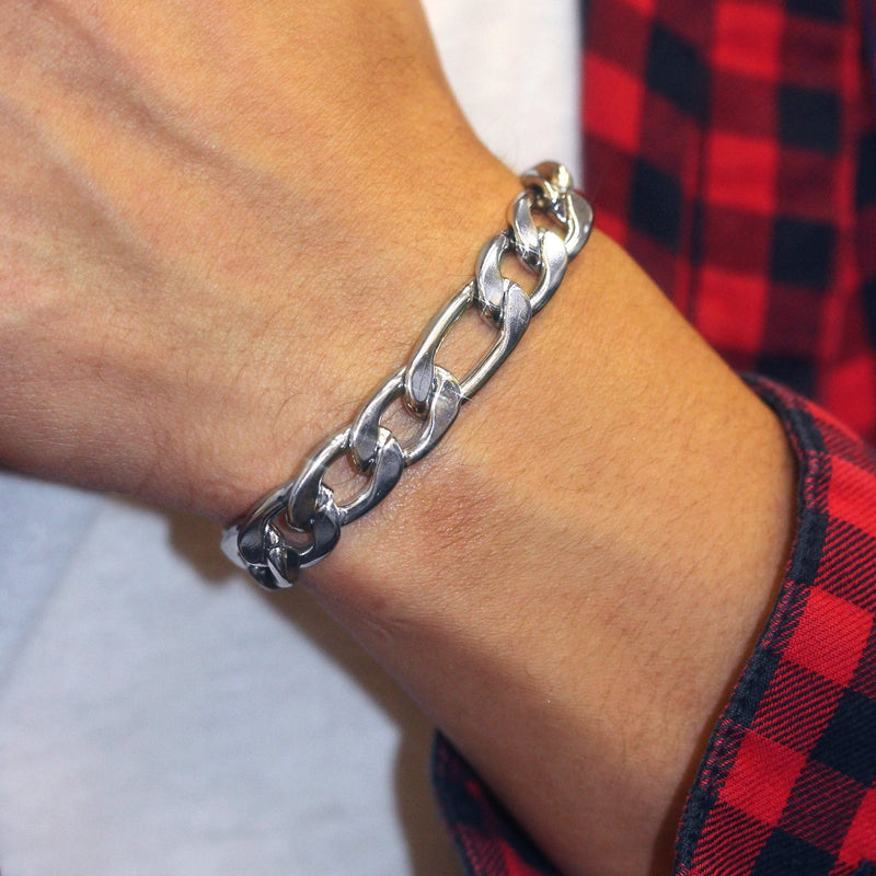 White Gold Plated Figaro Bracelet