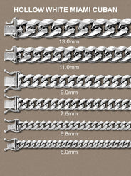 14K White Gold Bracelet Semi Solid  Miami Cuban Link