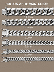 Semi Solid  Womens Miami Cuban Link Bracelet 10K/14K White Gold