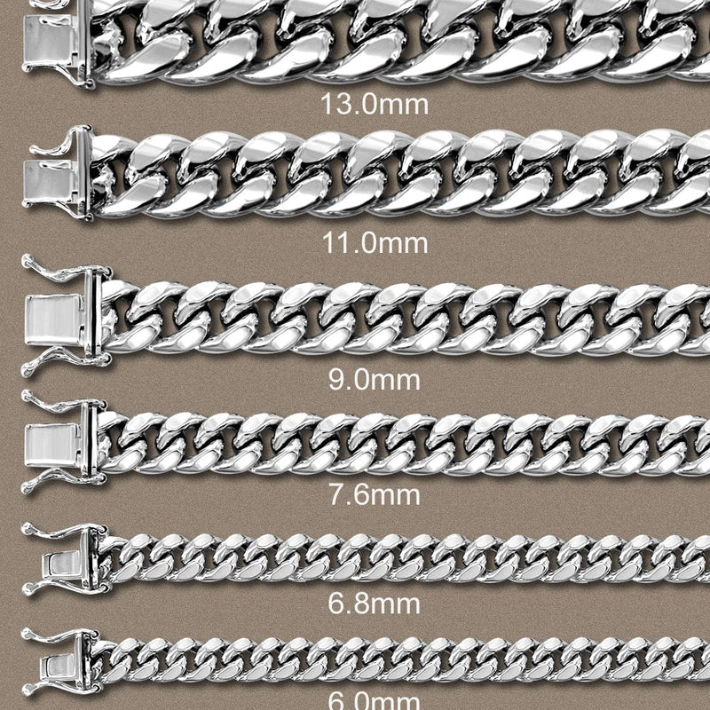 Semi Solid  Mens Miami Cuban Link Bracelet 10K White Gold