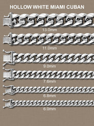 Gold Chain - Mens Semi Solid  Miami Cuban Link Chain 10K/14K White Gold