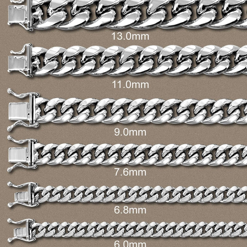 Semi Solid  Mens Miami Cuban Link Bracelet 10K/14K White Gold