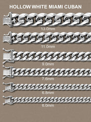 Semi Solid  Mens Miami Cuban Link Bracelet 10K/14K White Gold