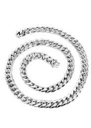 Gold Chain - Mens Semi Solid  Miami Cuban Link Chain 10K/14K White Gold