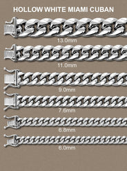 Gold Chain - Womens Semi Solid  Miami Cuban Link Chain 10K/14K White Gold