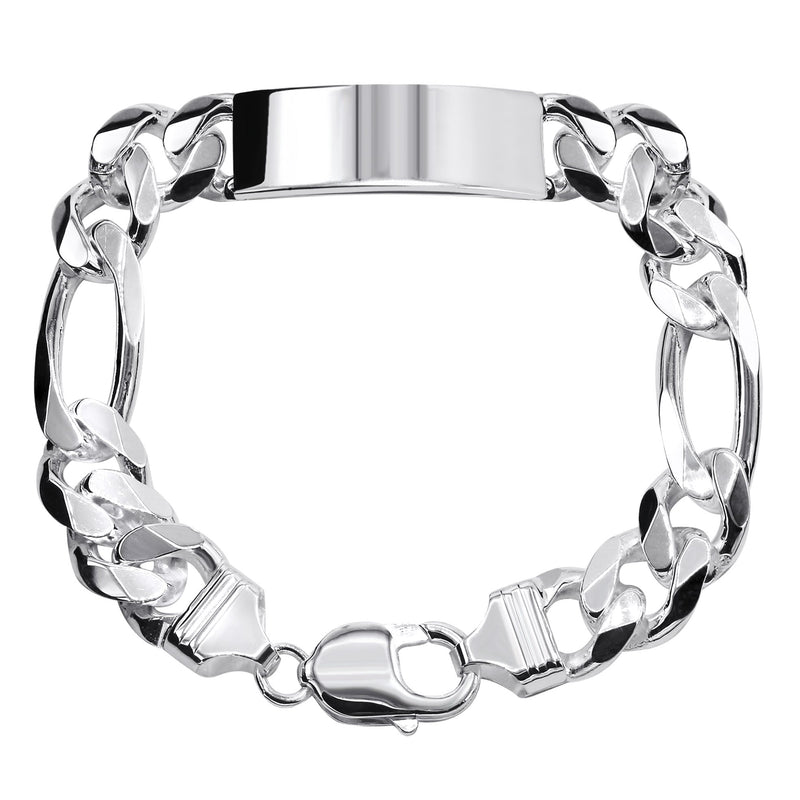 Silver White ID Figaro Bracelet