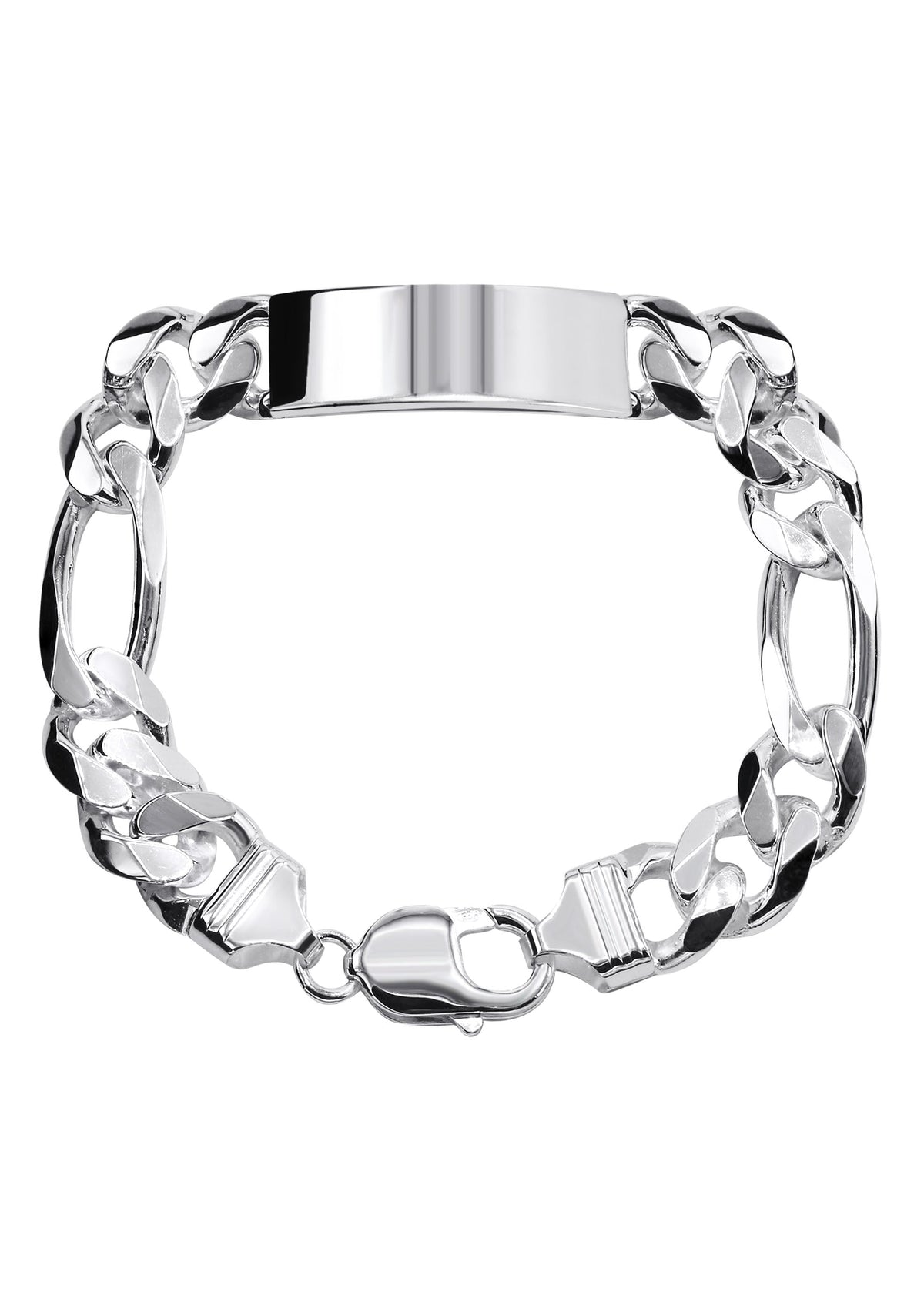 Silver White ID Figaro Bracelet