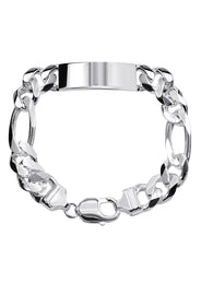 Silver White ID Figaro Bracelet