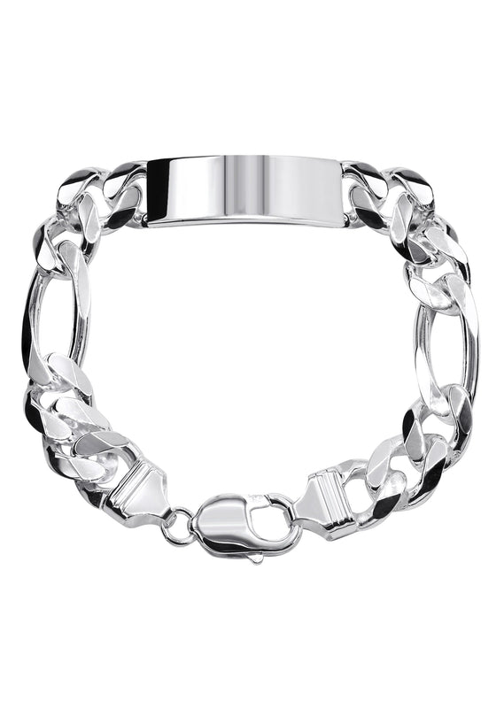 Silver White ID Figaro Bracelet
