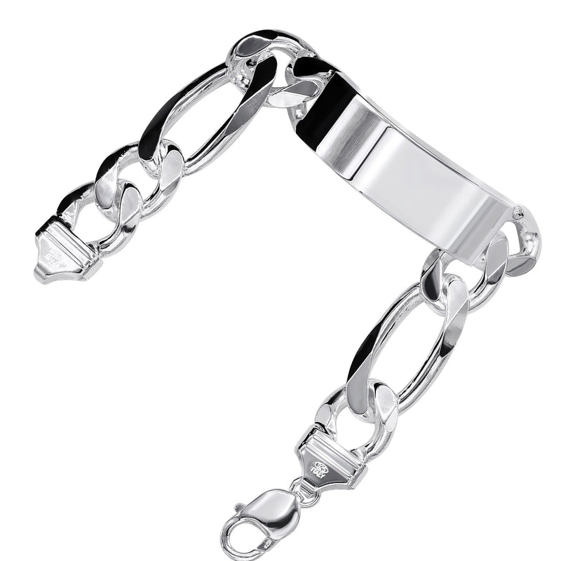 Silver White ID Figaro Bracelet