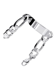 Silver White ID Figaro Bracelet