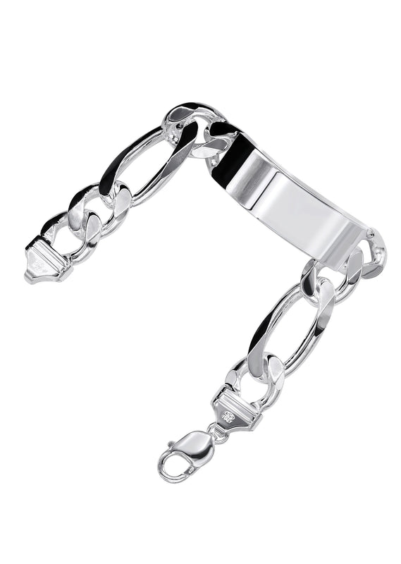 Silver White ID Figaro Bracelet