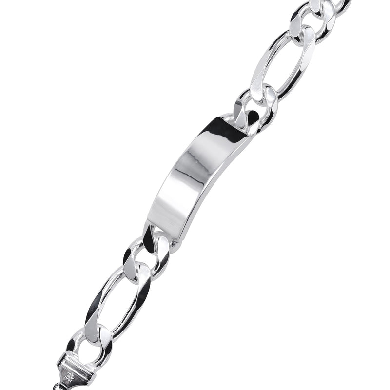 Silver White ID Figaro Bracelet