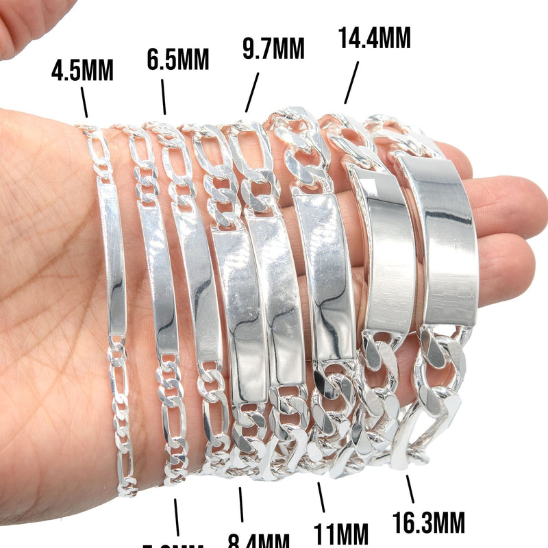Silver White ID Figaro Bracelet