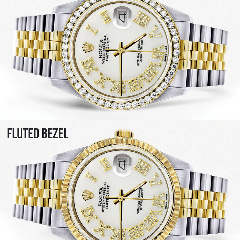 Gold & Steel Rolex Datejust Watch 16233 for Men | 36Mm | White Roman Dial | Jubilee Band